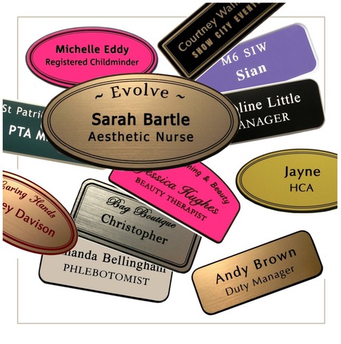 Engraved name badges - name,