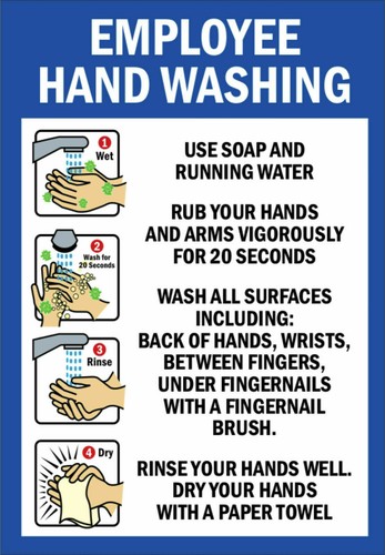 Employee hand washing sign - hand,