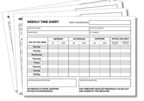 Time sheets pad employee - sheets, (a5)